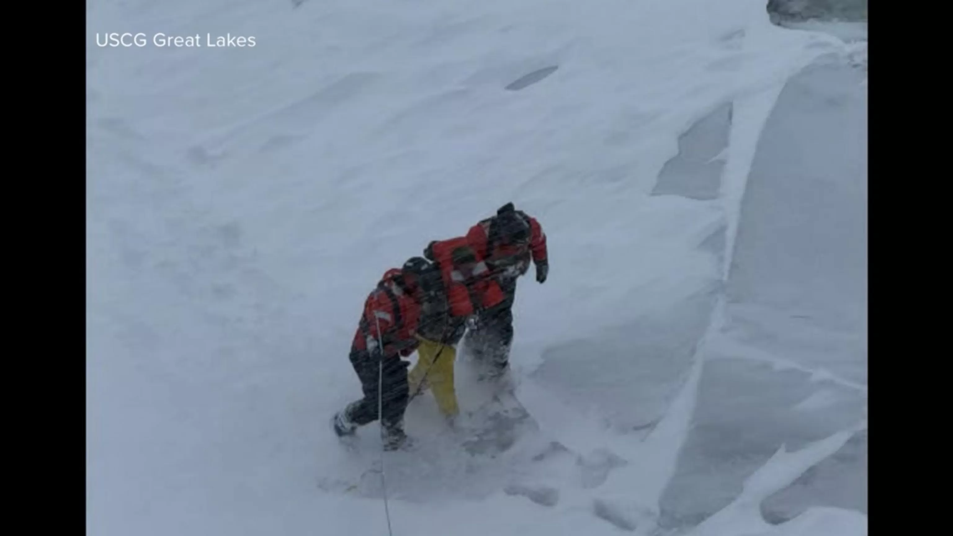 WATCH: Coast Guard rescues snowmobiler trapped on Lake Michigan