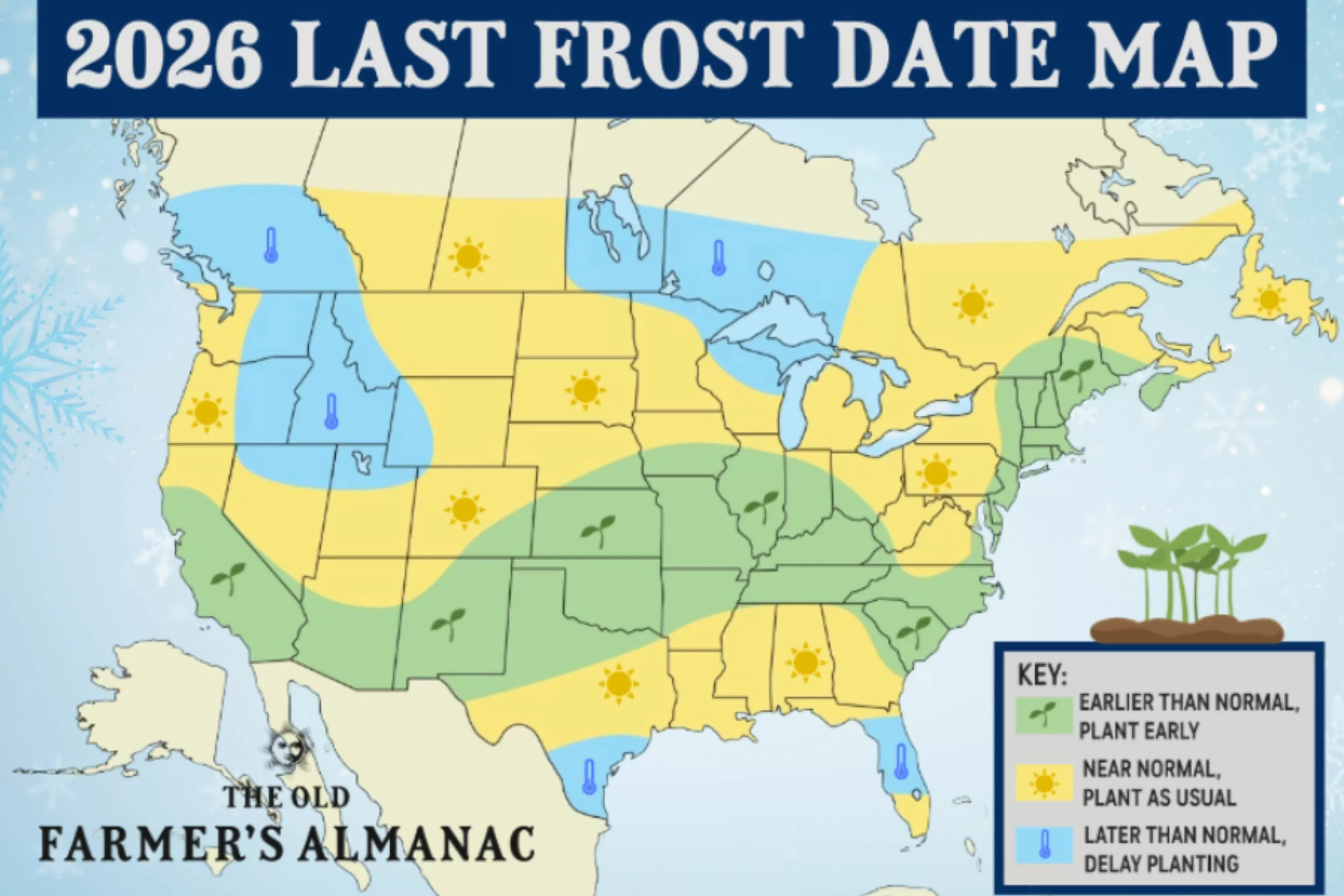 Updated Old Farmer's Almanac Map Shows Last Frost for Each State