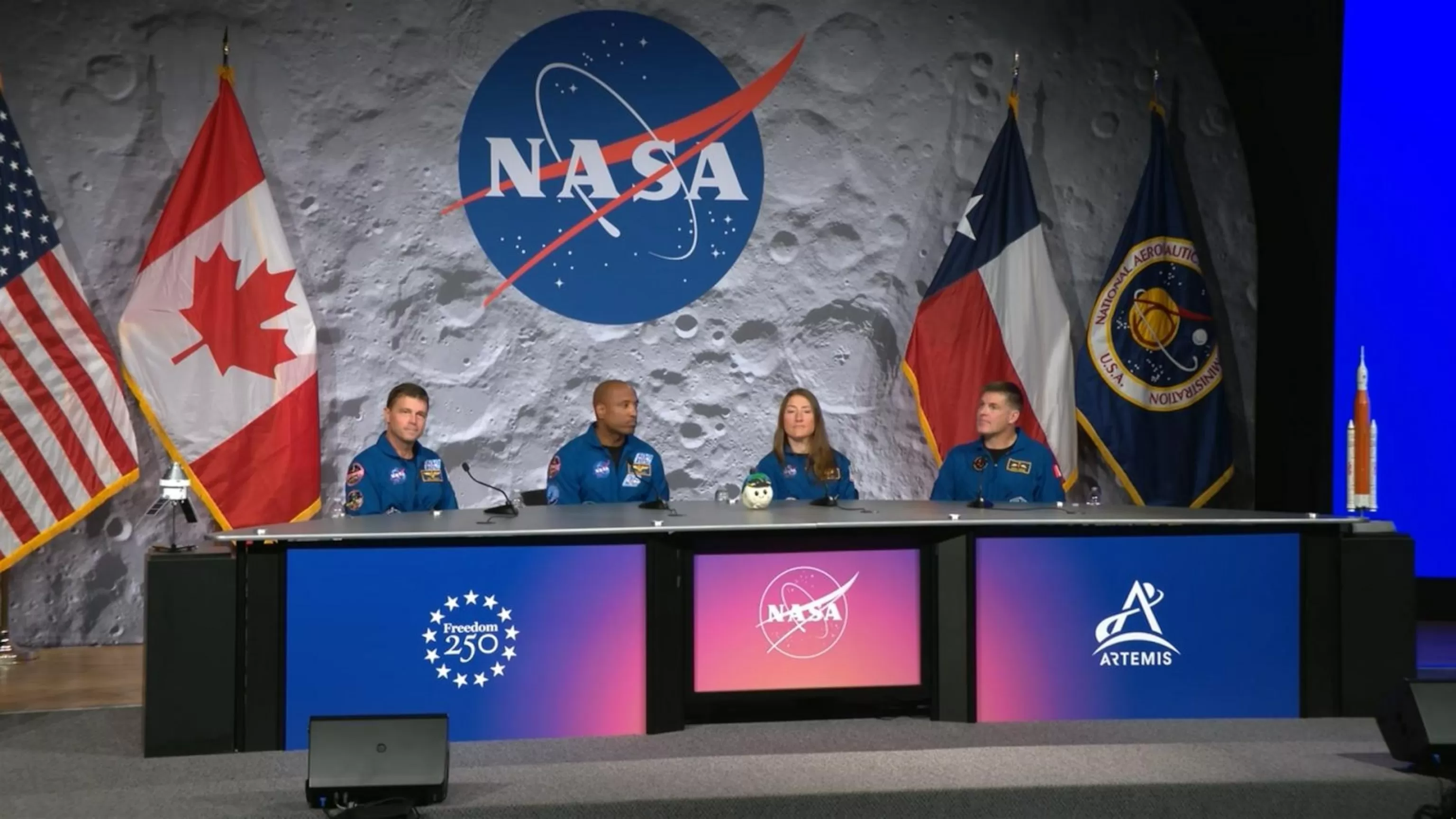 WATCH: Artemis II crew takes questions from reporters postflight
