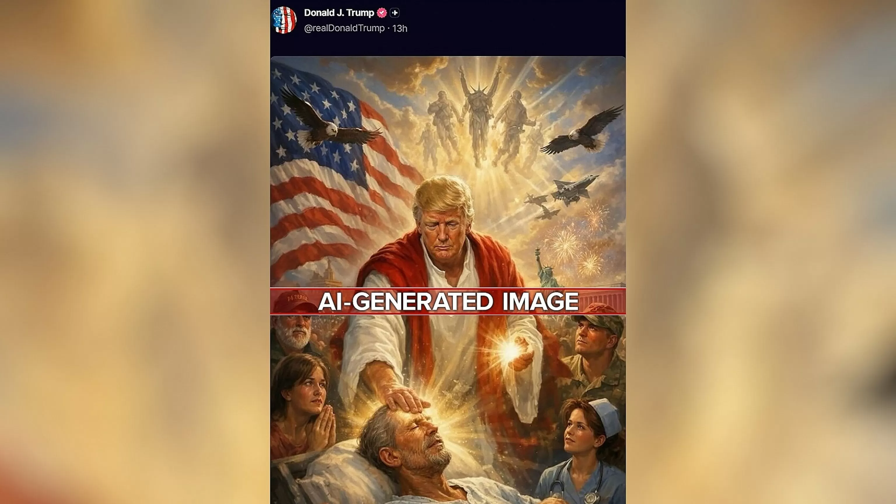 Trump takes down image from social media that depicted him as Jesus-like figure